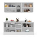 Ver imagem 6 de Cozinha Pérola com Rodapé e Tampo Aéreos com 5 Portas, Balcão 2 Gavetas 3 Portas e Balcão 2 Portas Yescasa Cinza/Branco