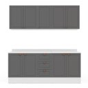 Ver imagem 3 de Cozinha Pérola com Rodapé e Tampo Aéreos com 5 Portas, Balcão 2 Gavetas 3 Portas e Balcão 2 Portas Y