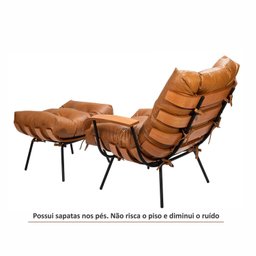 Poltrona de Ferro e Madeira, Estofada com Braço e Puff Estofado Costela Living Outdoor Espresso Móveis - 13
