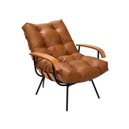 Poltrona de Ferro e Madeira, Estofada com Braço e Puff Estofado Costela Living Outdoor Espresso Móveis - 15
