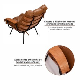 Poltrona de Ferro e Madeira, Estofada com Braço e Puff Estofado Costela Living Outdoor Espresso Móveis - 6