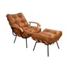 Poltrona de Ferro e Madeira, Estofada com Braço e Puff Estofado Costela Living Outdoor Espresso Móveis - 2