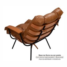 Poltrona de Ferro e Madeira, Estofada com Braço e Puff Estofado Costela Living Outdoor Espresso Móveis - 10