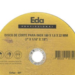 Disco de Corte para Inox - Med. 180 X 1,6 X 22mm - Eda - 2