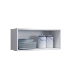 Armário Aéreo Turquesa Cozinha Casa 2 portas 70x32cm H30cm - Branco - 3