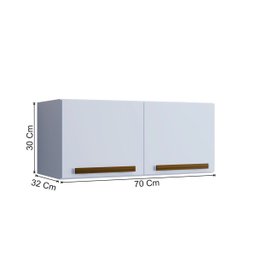 Armário Aéreo Turquesa Cozinha Casa 2 portas 70x32cm H30cm - Branco - 4