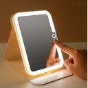 Ver imagem 3 de Espelho Maquiagem Led Rosa Portátil Touch Recarregável Usb