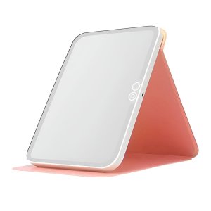 Espelho Maquiagem Led Rosa Portátil Touch Recarregável Usb