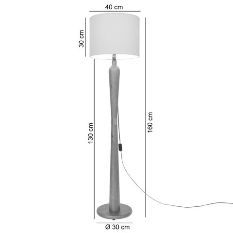 Luminária de Chão Master 160cm Madeira Maciça Cobre Bivolt E27 Cúpula - Palha Natural c/ Corino