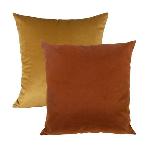 Kit 2 Capas para Almofada em Veludo Liso Quadrada 50x50 Várias Cores Cor:terracota e Mostarda