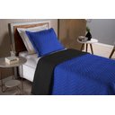 Ver imagem 2 de Colcha Cobre Leito Cama de Solteiro 2 Pç Dupla Face Duas Cores Acolchoado Microfibra:azul Royal e Pr