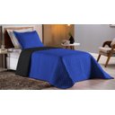 Ver imagem 3 de Colcha Cobre Leito Cama de Solteiro 2 Pç Dupla Face Duas Cores Acolchoado Microfibra:azul Royal e Pr