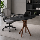 Ver imagem 2 de Mesa Orgânica Canto Jantar Home Office 90x60cm Pé Madeira Madeira Ecom Cor:Preto