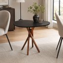 Ver imagem 4 de Mesa Orgânica Canto Jantar Home Office 90x60cm Pé Madeira Madeira Ecom Cor:Preto