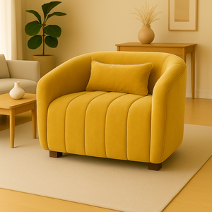 Poltrona Decorativa Lilian Veludo Mostarda - Londrilar