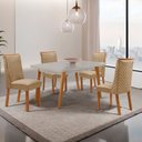 Ver imagem 1 de Mesa de Jantar Copper 120cm Tampo MDF Vidro Canto Copo com 4 Cadeiras Yasmin