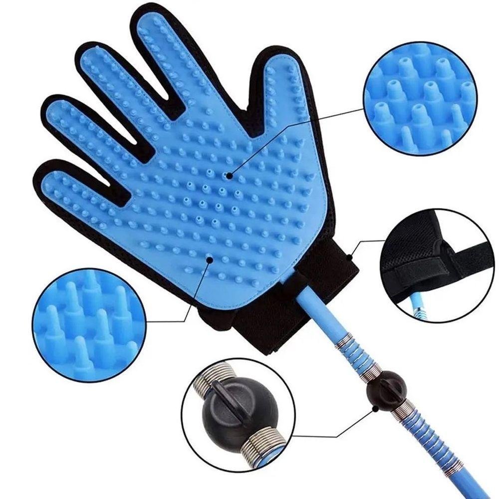 Luva para Banho Pet com Mangueira 1,90m Azul - 10