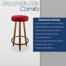 Kit 3 Banquetas Alta para Cozinha Bar Balcão Bistro Vermelho - 3