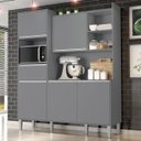 Ver imagem 1 de Armário de Cozinha Compacta 160cm 5 Portas Isabel Cinza - AJL Móveis