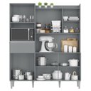 Ver imagem 5 de Armário de Cozinha Compacta 160cm 5 Portas Isabel Cinza - AJL Móveis