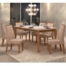 Conjunto de Jantar Mesa Dália Com 6 Cadeiras Curvata Carvalho Europeu / Creme/ Linho Arido DJ Móveis - 1