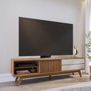 Ver imagem 1 de Rack para TV até 75 Polegadas com 1 Porta de Correr e 2 Gavetas Retrô Multimóveis Crcol-RCK035