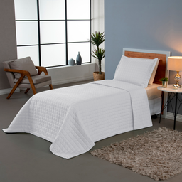 Kit Colcha Cobre Leito Matelado Solteiro 2 Peças Copacabana 300 Fios Branco - 1