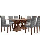 Ver imagem 2 de Conjunto Sala de Jantar Tampo 170x90cm Vidro/MDF Genova com 6 Cadeiras Smart Plus