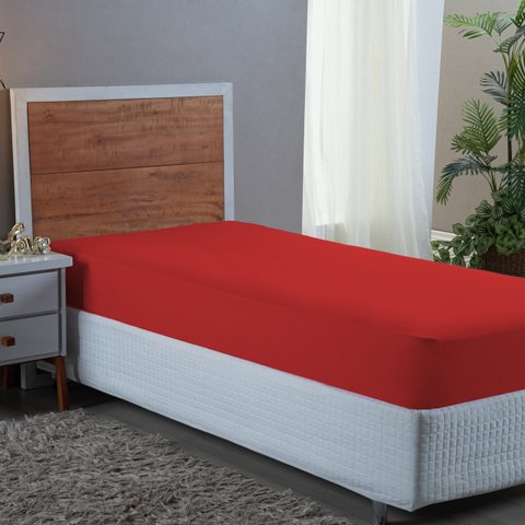 Lençol Solteiro 400 Fios Poliéster Infantil com Elástico Beliche:vermelho