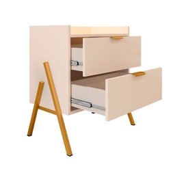 Mesa de Cabeceira Retrô com 2 Gavetas Asher 63cm - 3