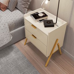 Mesa de Cabeceira Retrô com 2 Gavetas Asher 63cm - 5