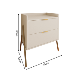 Mesa de Cabeceira Retrô com 2 Gavetas Asher 63cm - 5