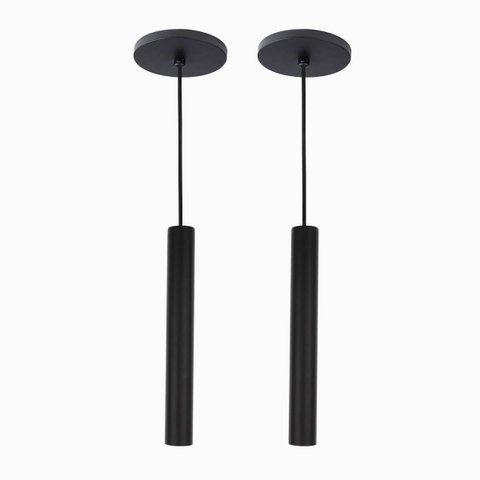 Kit 2 Pendente Tubo Palito Moderno 30cm - Preto