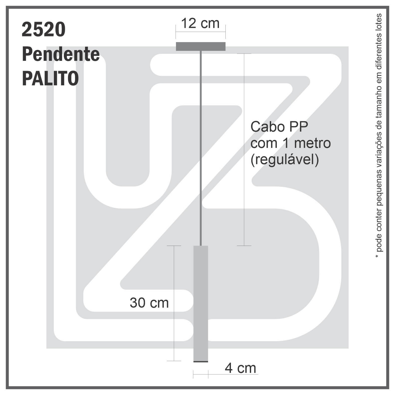 Kit 2 Pendente Tubo Palito Moderno 30cm - Preto - 4