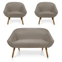 Ver imagem 1 de Kit 01 Namoradeira 02 Lugares e 02 Poltronas Giovana Suede Pés Palito Castanho - D’Rossi - Marrom Ra