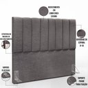 Ver imagem 5 de Kit Cabeceira Cama Box Casal 140cm Calçadeira Recamier Baú Dália W01 Linho Cinza Escuro - Lyam