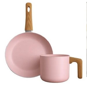 Kit Leiteira Canecão e Frigideira 22cm Sahara 2mm Chama Rosa