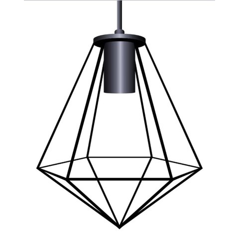Lustre Pendente Moderno Aramado Diamante Preto