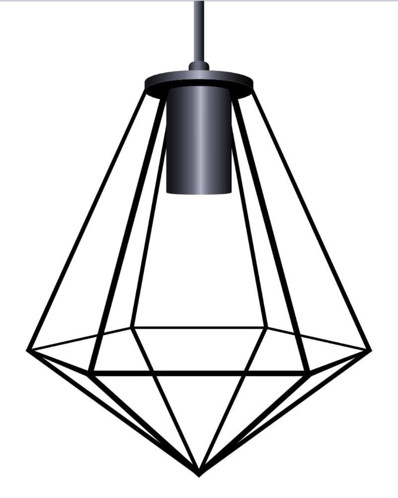 Lustre Pendente Moderno Aramado Diamante Preto