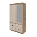 Ver imagem 3 de Guarda-Roupa 2 Portas de Correr e 6 Gavetas com Espelho Off White Gautama