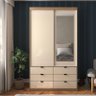 Guarda-roupa com Espelho, 2 Portas de Correr e 6 Gavetas Gautama Off White - 5