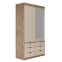 Ver imagem 2 de Guarda-Roupa 2 Portas de Correr e 6 Gavetas com Espelho Off White Gautama