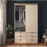 Guarda-roupa com Espelho, 2 Portas de Correr e 6 Gavetas Gautama Off White - 6