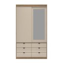 Ver imagem 1 de Guarda-Roupa 2 Portas de Correr e 6 Gavetas com Espelho Off White Gautama
