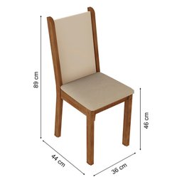 Kit 4 Cadeiras de Jantar 4291 Madesa Rustic/crema/sintético Bege - 4