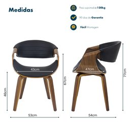 Cadeira Nicole com Assento Ergonômico em Pu e Estrutura em Madeira, Design Moderno e Confortável - 6