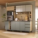 Ver imagem 1 de Cozinha 205cm MDF 15mm com Portas de Vidro Érica Bege/Amendoa/Acqua