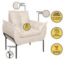 Ver imagem 7 de Kit 02 Poltronas + Namoradeira Pé Metal Preto Recepção Sala Cor:bege