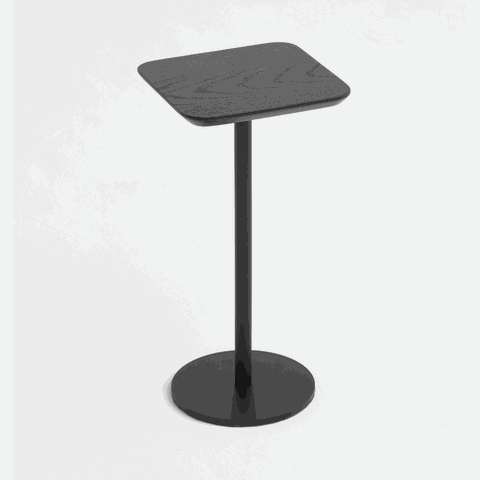 Mesa de Apoio Tokka - Tampo Ebano - Base Aço Carbono - Altura 50cm