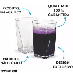 Copo Acrílico Cozinha Casa Suco Kit Com 8 Pçs 280ml - 3